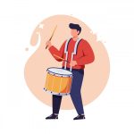 وکتور تصویر مرد جوان با انرژی در حال طبل زدن وکتور تصویر مرد جوان با انرژی در حال طبل زدن