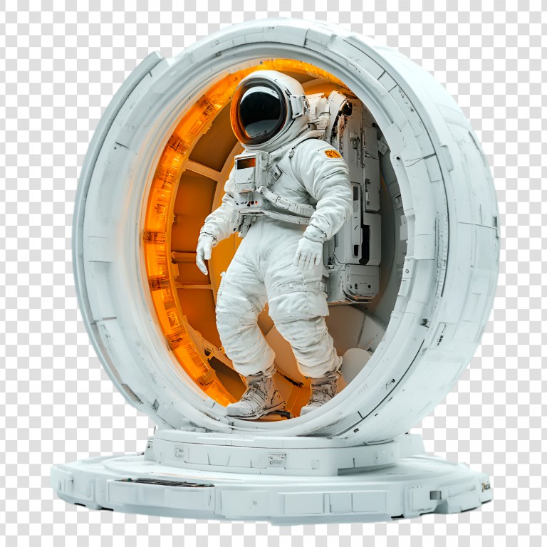 فایل لایه باز تصویر شخصیت فضانورد در سفینه