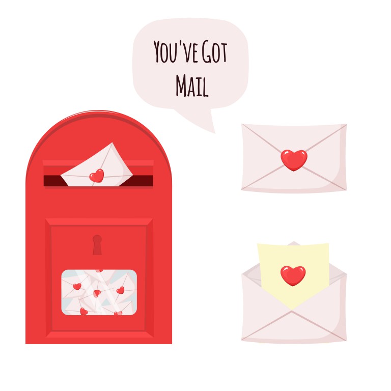 وکتور کارتونی مجموعه نامه های عاشقانه و صندوق پستی