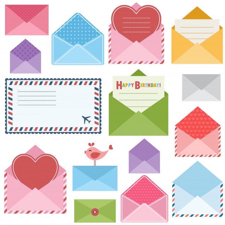 وکتور مجموعه پاکت های رنگارنگ