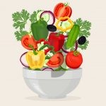 وکتور کاسه با تصویر سالاد سبزیجات