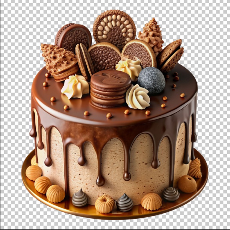 فایل لایه باز کیک تولد شکلاتی