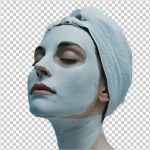 فایل لایه باز تصویر صورت زن جوان در حال استفاده از ماسک زیبایی صورت فایل لایه باز تصویر صورت زن جوان در حال استفاده از ماسک زیبایی صورت