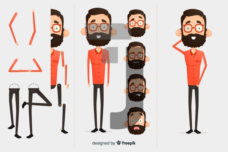 وکتور طراحی حرکتی شخصیت کارتونی مرد