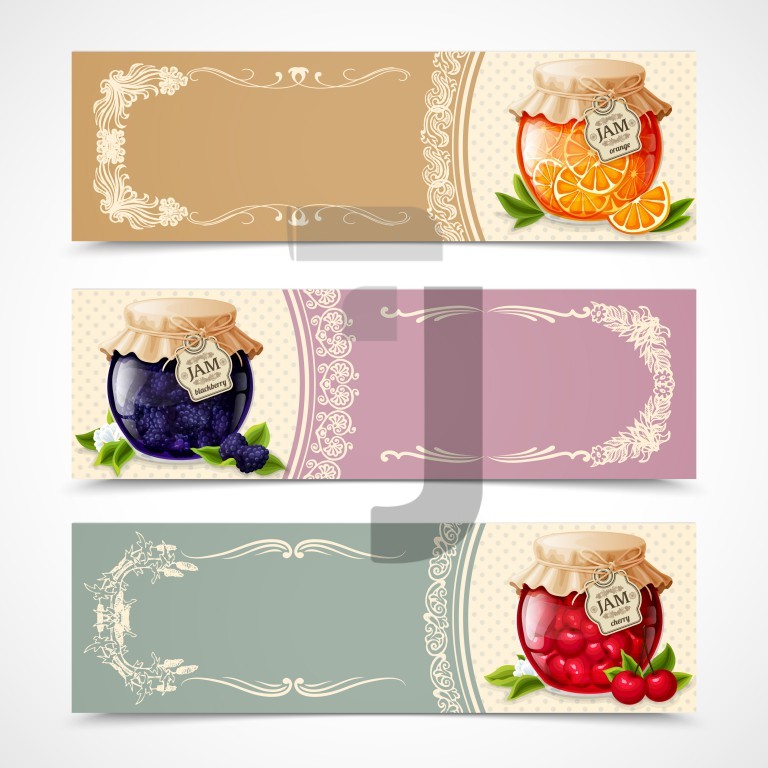 وکتور مجموعه بنرهای تبلیغاتی مرباهای مختلف