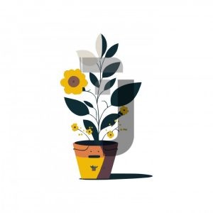 وکتور تصویر کارتونی گل با گلدان