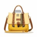 وکتور کیف دستی رنگ زرد با بند های چرم قهوه ای وکتور کیف دستی رنگ زرد با بند های چرم قهوه ای