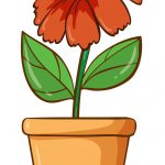 وکتور گلدان سفالی تک گل قرمز