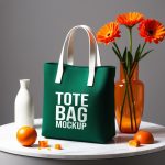 فایل لایه باز موکاپ کیف گذاشته شده روی میز فایل لایه باز موکاپ کیف گذاشته شده روی میز