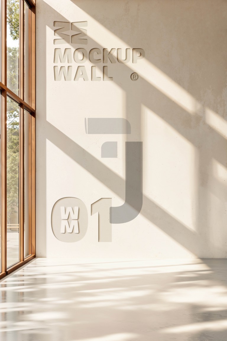 فایل لایه باز موکاپ دیوار همراه با نورهای زیبا