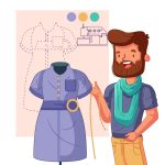 وکتور تصویر مرد خیاط در حال کار