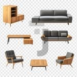 فایل لایه باز مجموعه مبلمان مدرن با میز چوبی وسط