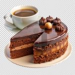 فایل لایه باز تصویر کیک شکلاتی با قهوه