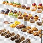 فایل لایه باز تصویر انواع شیرینی های  ودسر های مختلف