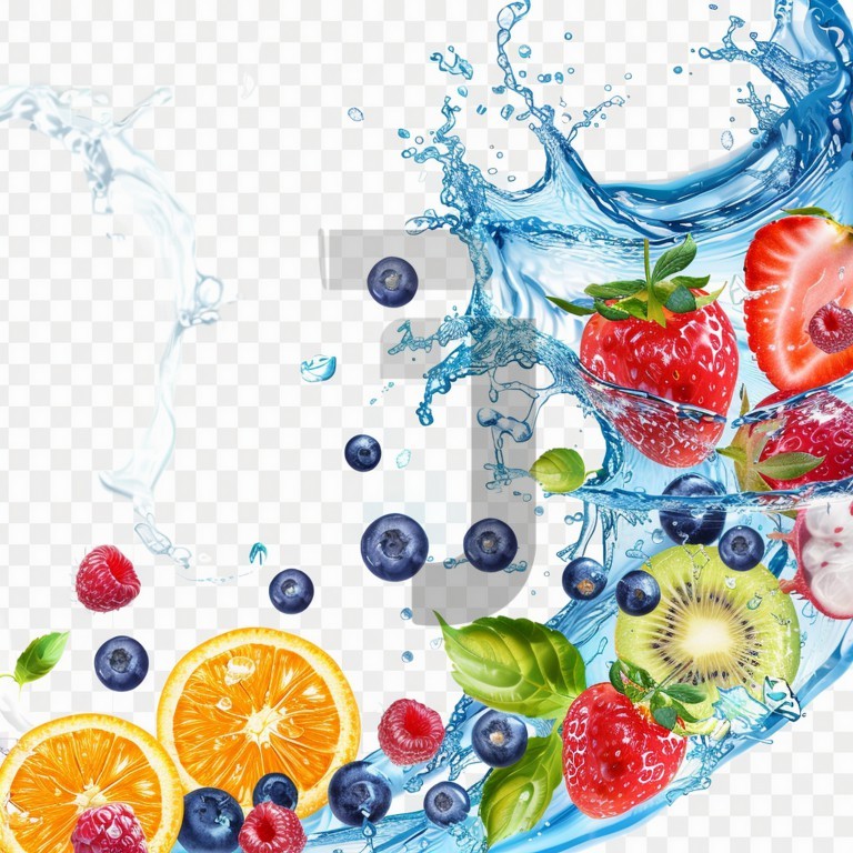 عکس با کیفیت انواع میوه در آب