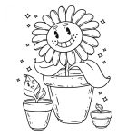 وکتور تصویر رنگ آمیزی گل آفتابگردان خندان