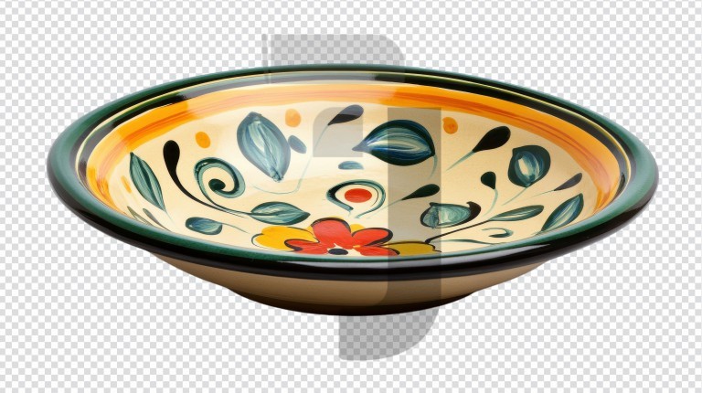 فایل لایه باز بشقاب سرامیکی نقاشی شده با دست