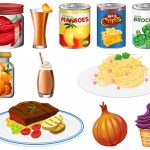 وکتور مجموعه کارتونی مواد غذایی مختلف