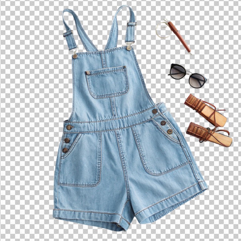 فایل لایه باز لباس سرهمی جین آبی بچه گانه