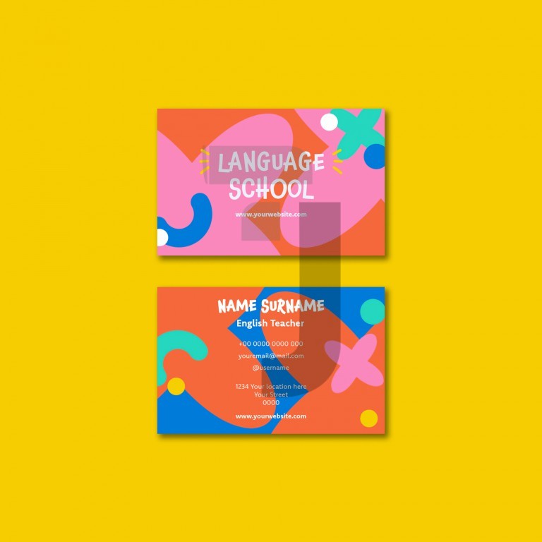 فایل لایه باز کارت ویزیت مدرسه زبان