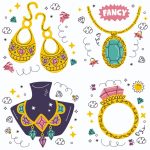 وکتور مجموعه استیکرهای جواهرات