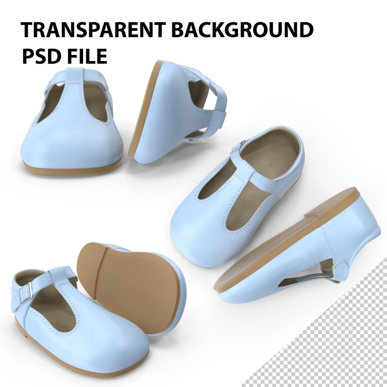 فایل لایه باز کفش نوزاد دخترانه رنگ آبی