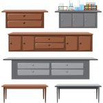 وکتور میز و کابینت با کشو های مختلف