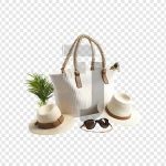 فایل لایه باز کیف ساحلی با کلاه و عینک آفتابی
