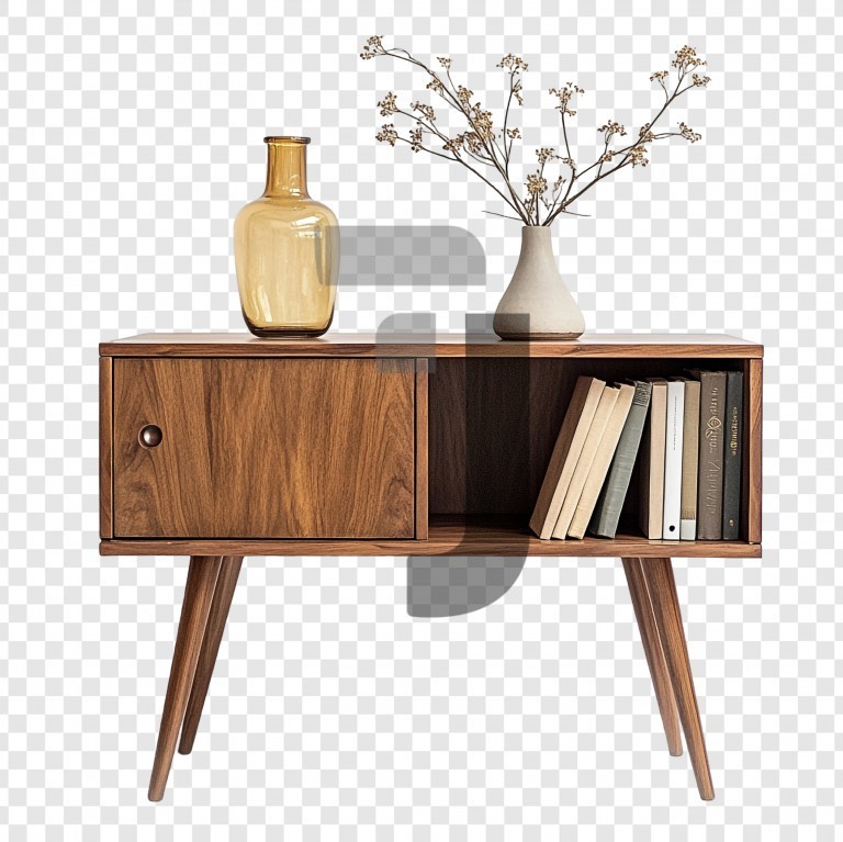 فایل لایه باز کنسول چوبی با جای کتاب