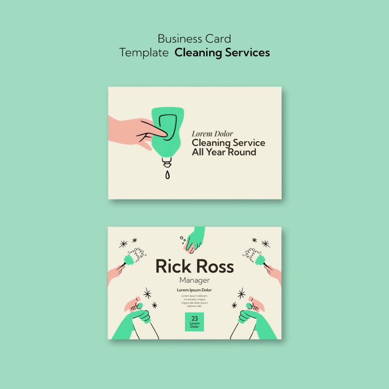 فایل لایه باز کارت ویزیت تبلیغاتی خدمات نظافتی