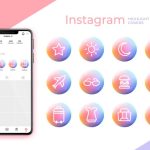 وکتور هایلایت اینستاگرام با رنگ آبی و قرمز گرادینت
