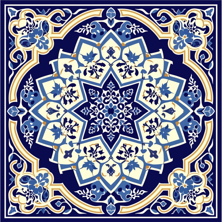 وکتور پترن کاشی با رنگ آبی