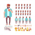 وکتور انیمیشن مردبا مدل موهای مختلف و حرکات لب همگام سازی