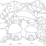 وکتور صفحه رنگ آمیزی تصویر خانه های قارچی