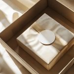 فایل لایه باز موکاپ طرح جعبه هدیه با برچسب