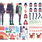 وکتور خانم کوهنوردی با لباس زمستانی و وسایل کمپ