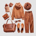 فایل لایه باز مد زمستانی شیک با پالت رنگ قهوه‌ای