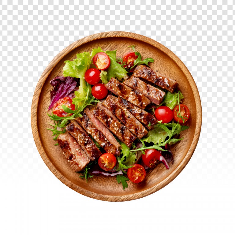فایل لایه باز بشقاب با سالاد و گوشت