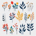 فایل لایه باز مجموعه برگ های کارتونی رنگی