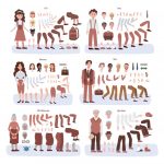 وکتور تصویر چند شخصیت با حالت های بدنی مختلف