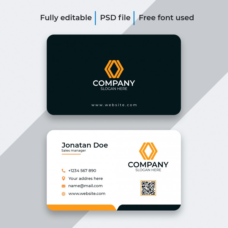 فایل لایه باز کارت ویزیت پشت و رو با زمینه تیره و روشن