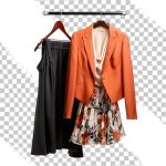 فایل لایه باز کت نارنجی همراه با دامن گلدار