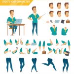 وکتور تصویر شخصیت معلم در حالت های مختلف