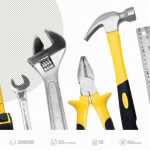 فایل لایه باز تصویر ابزار آلات مختلف با دسته زرد