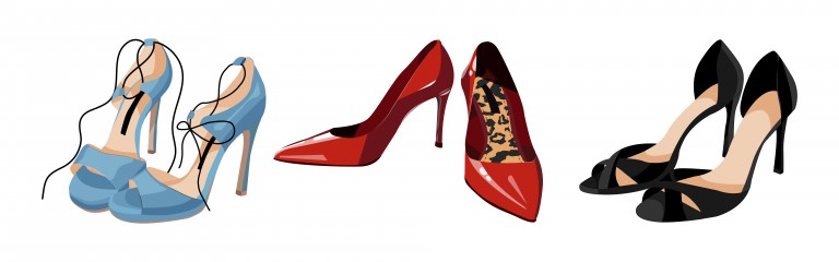 وکتور کفش‌های پاشنه بلند زنانه با پس زمینه سفید