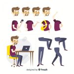 وکتور کاراکتر مرد کارتونی در حالت های مختلف بدنی