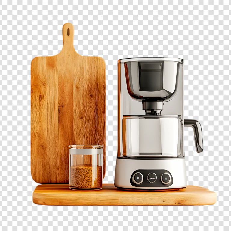 فایل لایه باز قهوه ساز با تخته چوبی