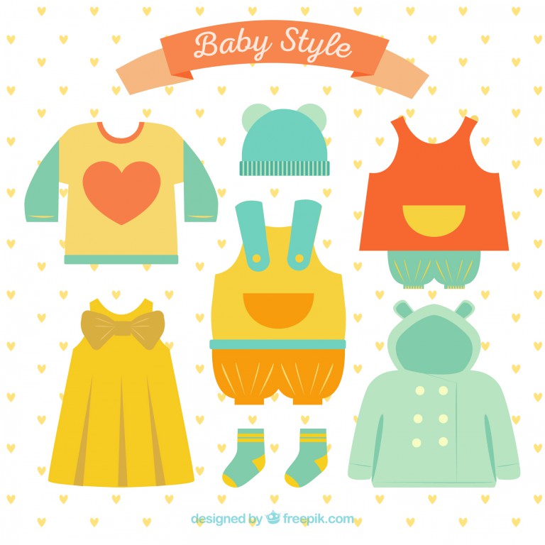 وکتور مجموعه لباس های کودک رنگی