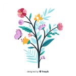 وکتور یک شاخه گل با گل های مختلف