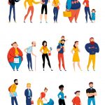 وکتور افراد مختلف در صف انتظار